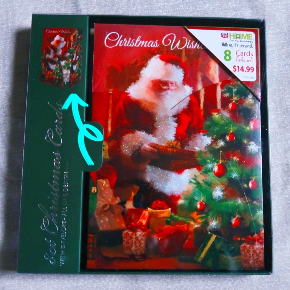 Rite Aid 8 Luxury Christmas Cards in Keepsake Box "Home for the Holidays"
